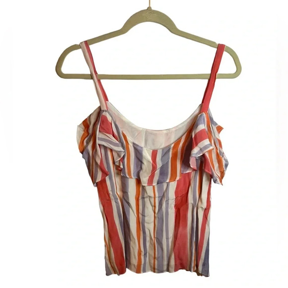 NWT L’ACADEMIE STRIPED OFF SHOULDER RUFFLE BLOUSE - Picture 3 of 5